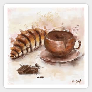 Painting of Chocolate Delights, Pastry and Hot Cocoa Sticker